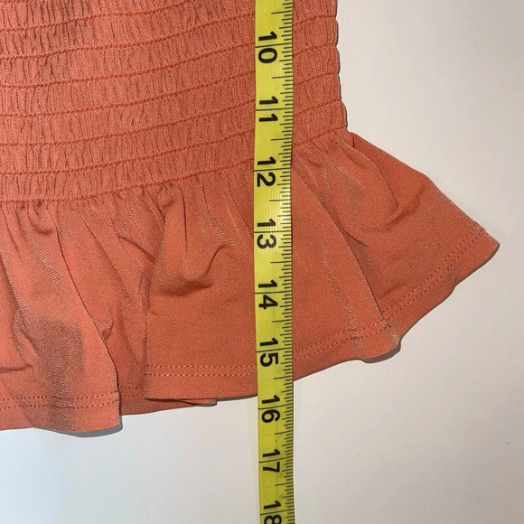 BCBGeneration NWT Papaya Off the Shoulder Smock Cropped Peplum Top Small Women’s - Picture 8 of 11